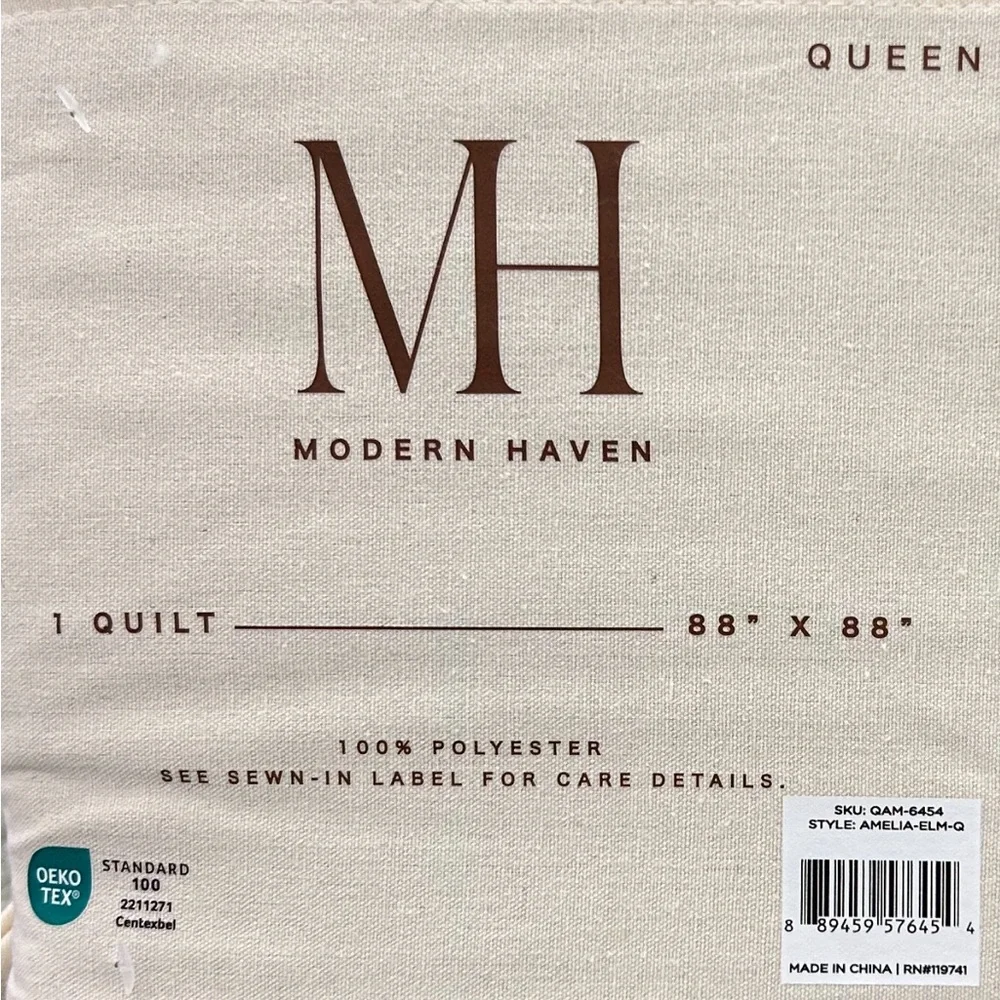 Modern Haven Green Queen Polyester Quilt 90”x90”
